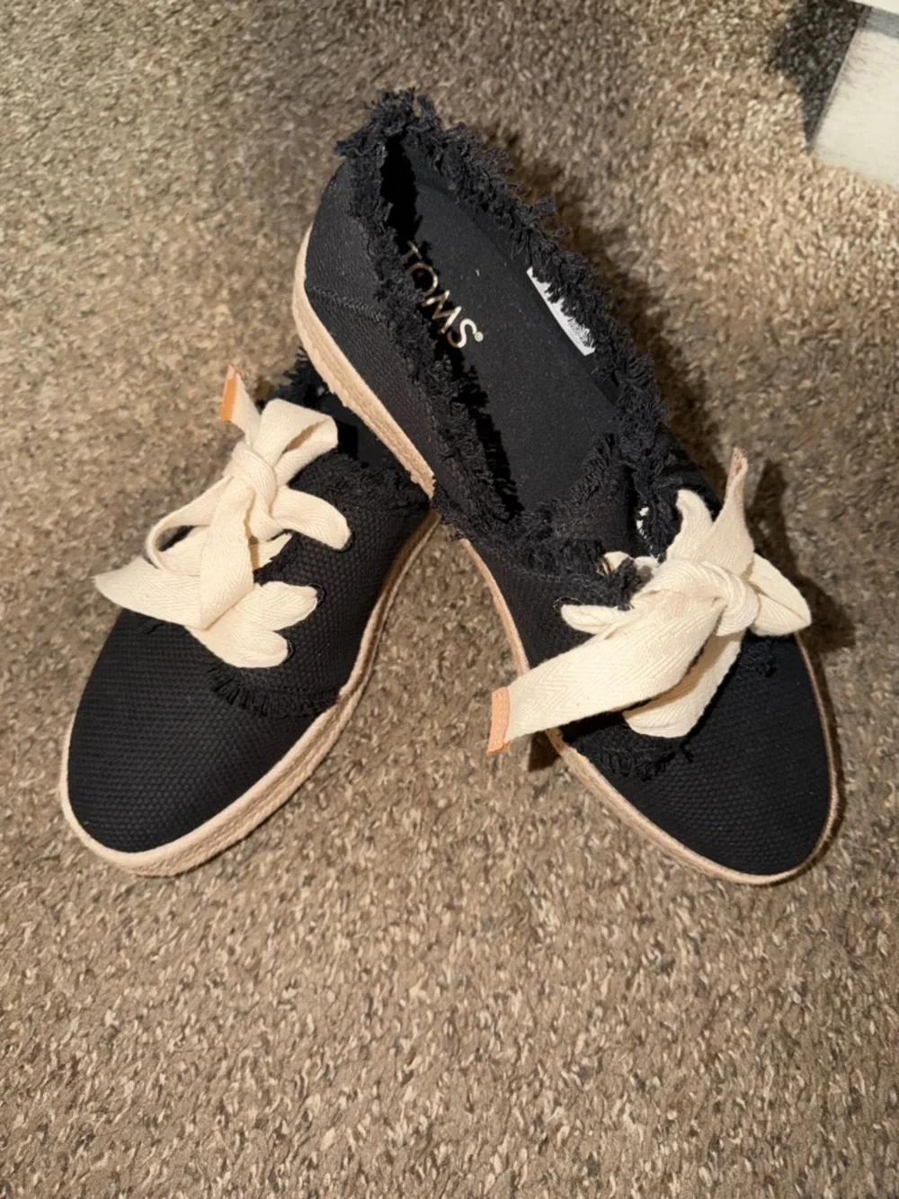 Tom’s Black and Tan Carolina Lace-Up Espadrille